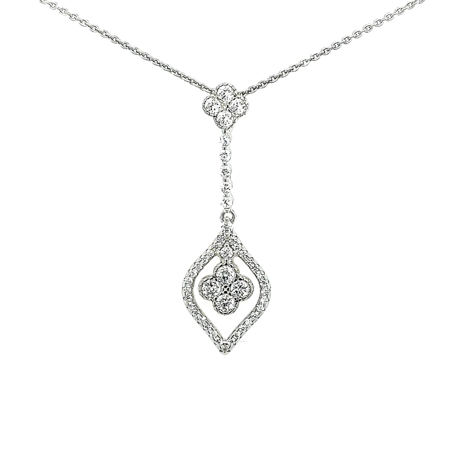 Sterling Silver Marquis and Clover CZ Pendant - HK Jewels