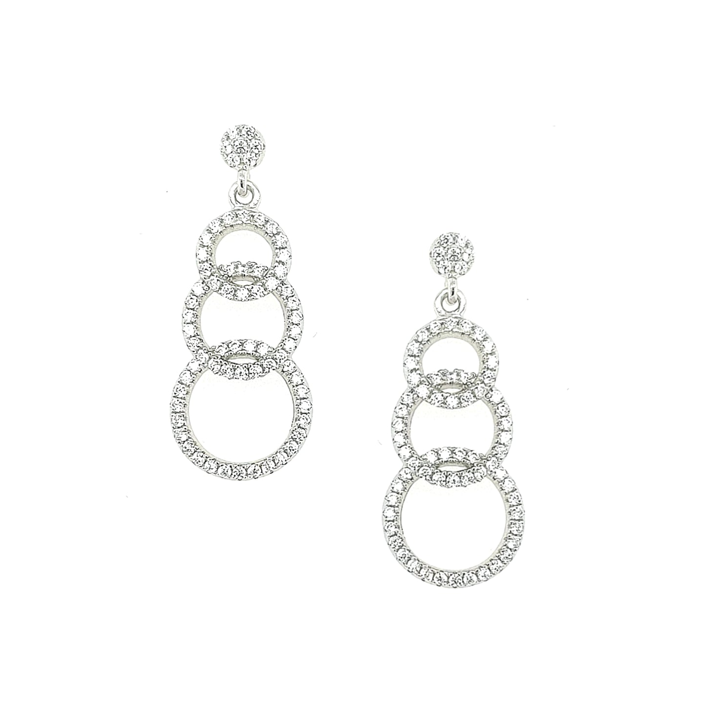 Sterling Silver Overlapping Circles CZ Earring - HK Jewels