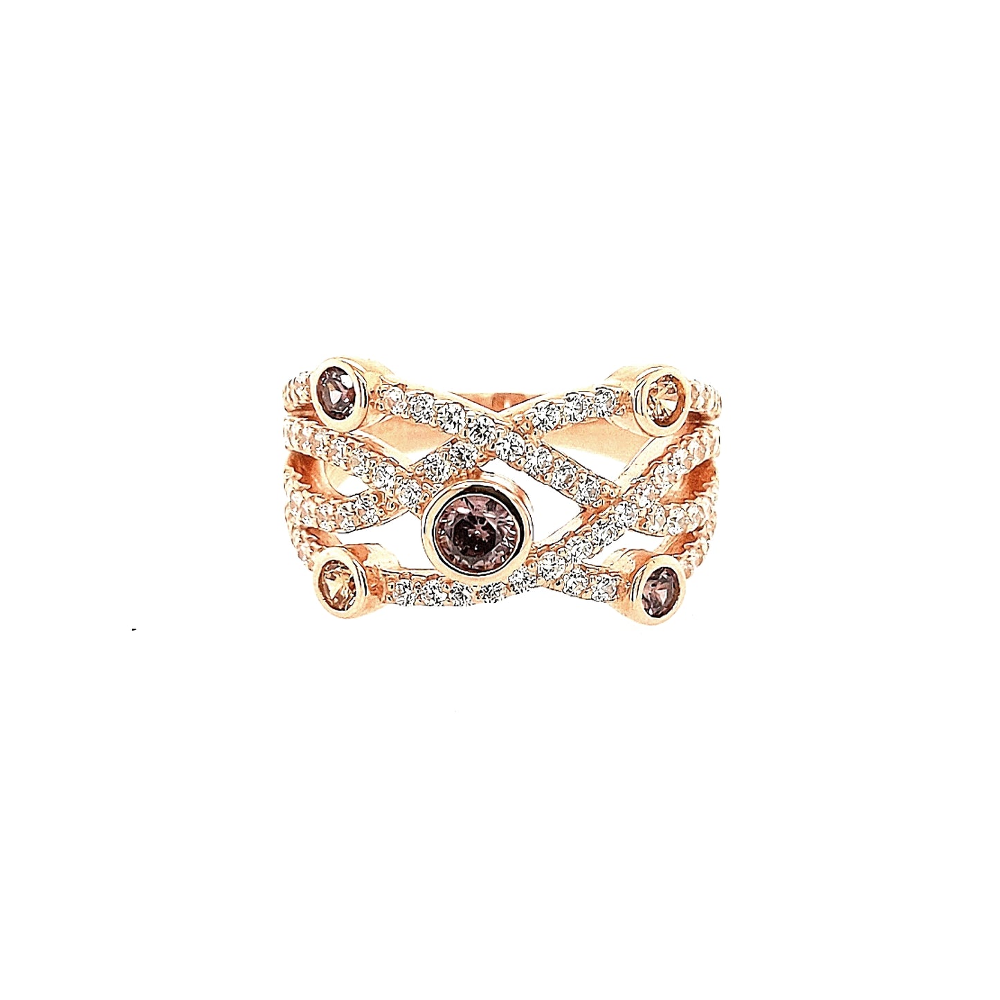 Rose Gold Plated Sterling Silver Colorful Ring - HK Jewels