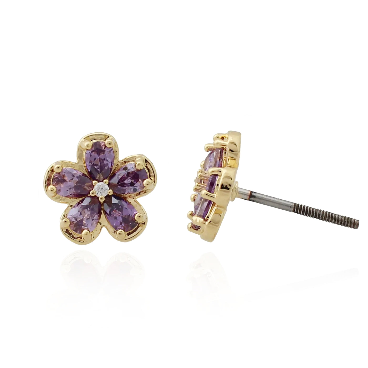 Mini Flower Stud Screwback Earring - HK Jewels