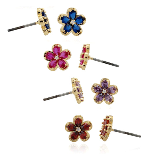 Mini Flower Stud Screwback Earring - HK Jewels