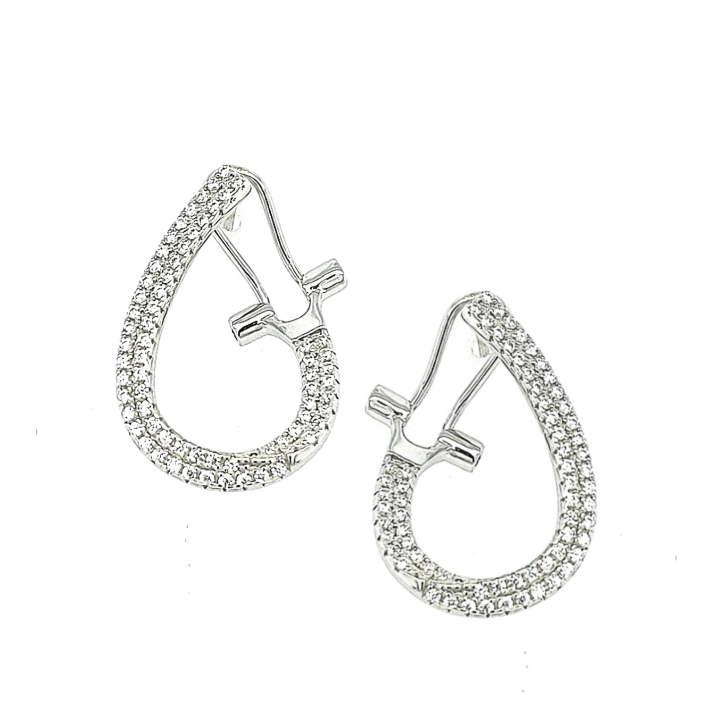 Sterling Silver Teardrop CZ Loop Earring - HK Jewels