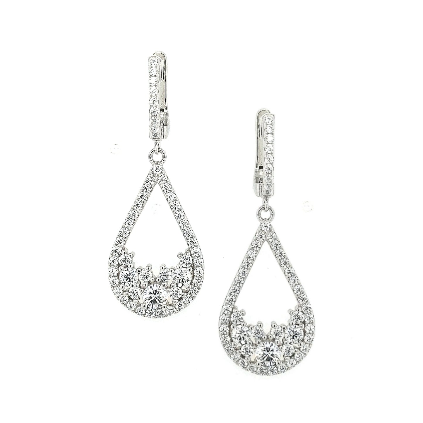 Sterling Silver Teardrop CZ Earring - HK Jewels