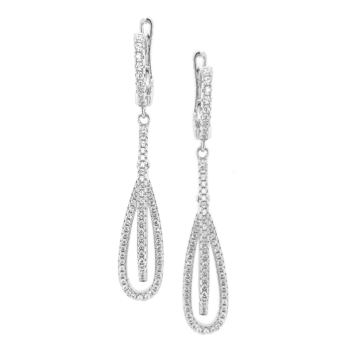 Sterling Silver Long Teardrop CZ Earring - HK Jewels
