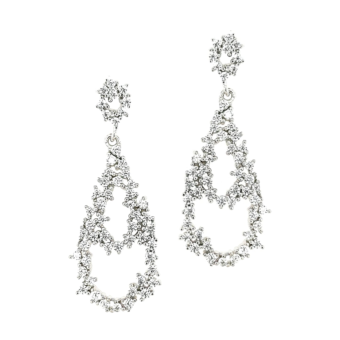 Sterling Silver Teardrop Inside Teardrop CZ Earring - HK Jewels