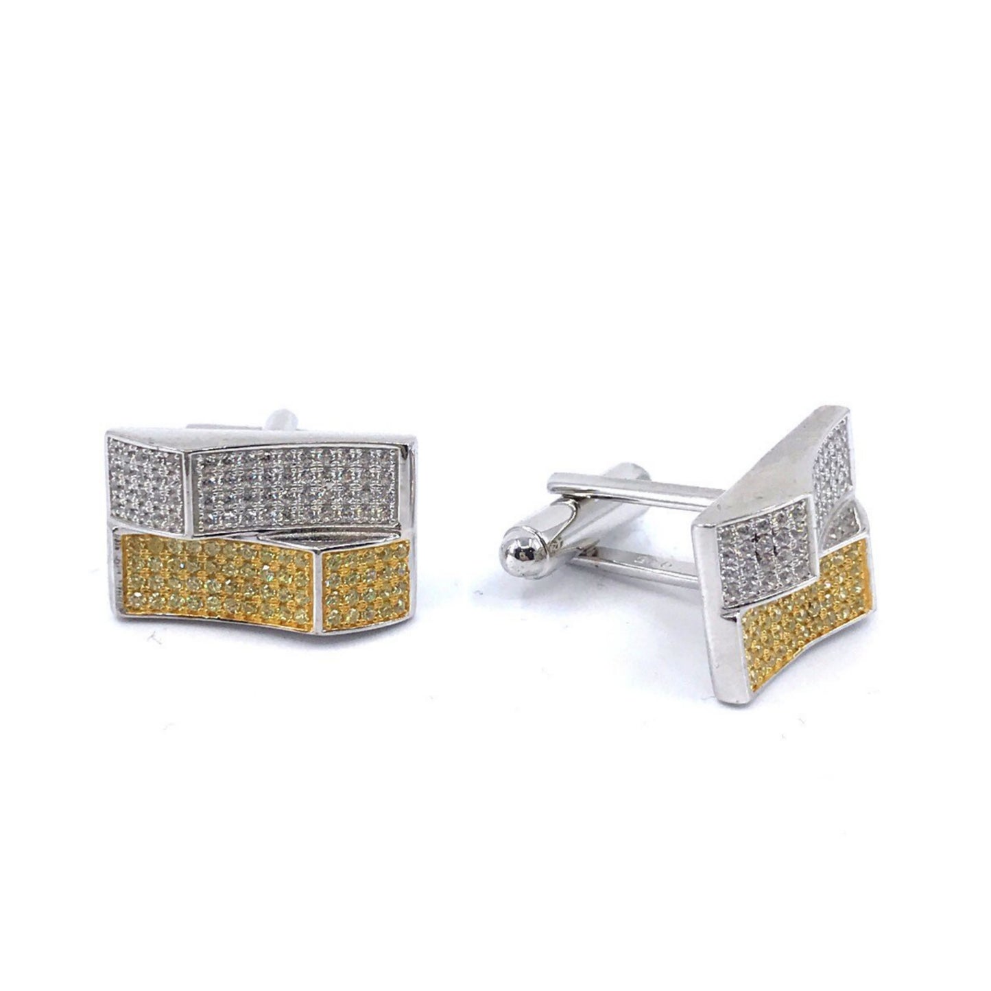 Sterling Silver Rectangular Angular Cufflinks - HK Jewels