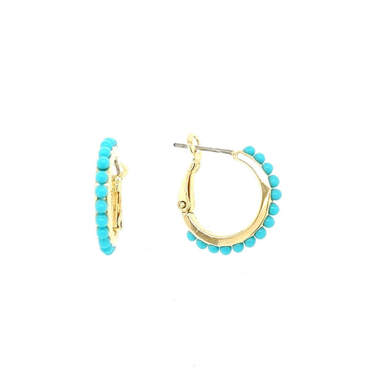 Rounded Turquoise Huggie Earring - HK Jewels