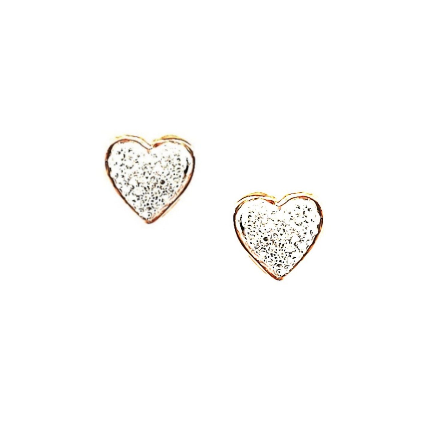10K Gold And Diamond Heart Stud Earrings - HK Jewels