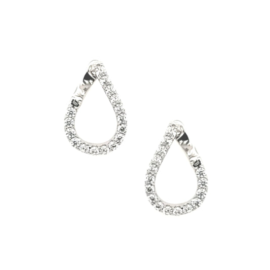 Sterling Silver Teardrop CZ Front Back Earrings - HK Jewels