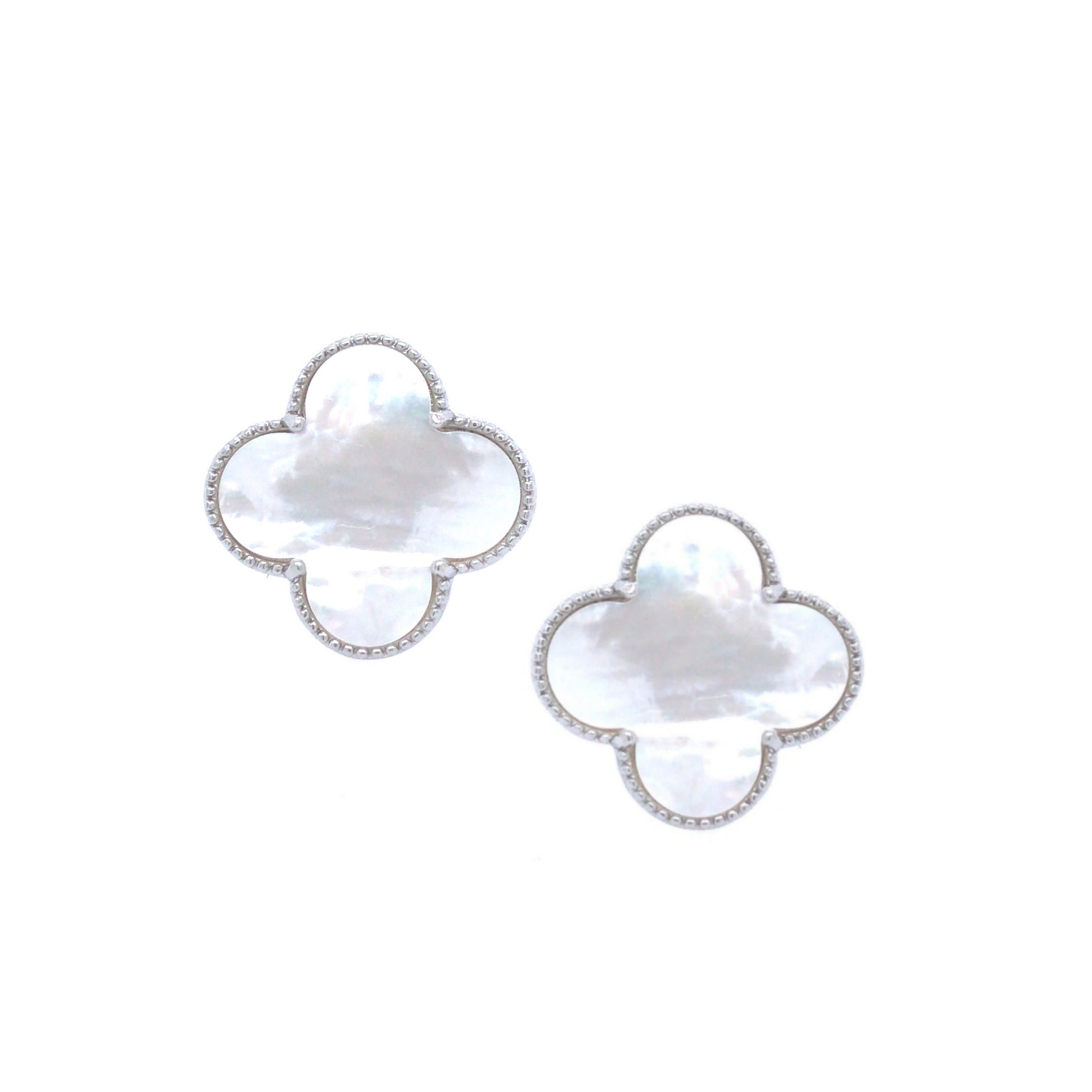 Sterling Silver Medium Clover Stud Earrings - HK Jewels