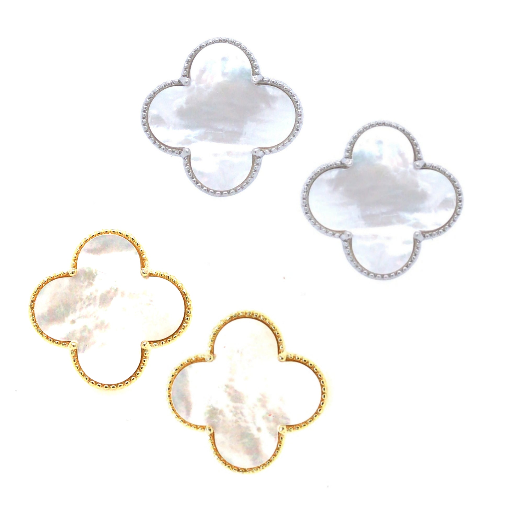 Sterling Silver Medium Clover Stud Earrings - HK Jewels