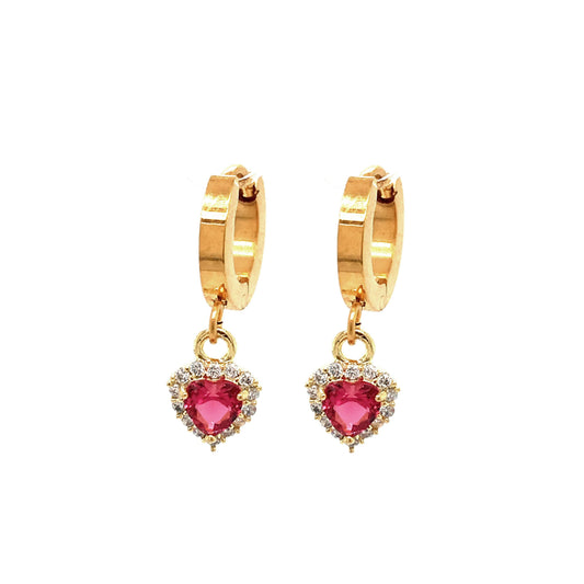 Surgical Steel Fuchsia Tiny Heart Earrings - HK Jewels