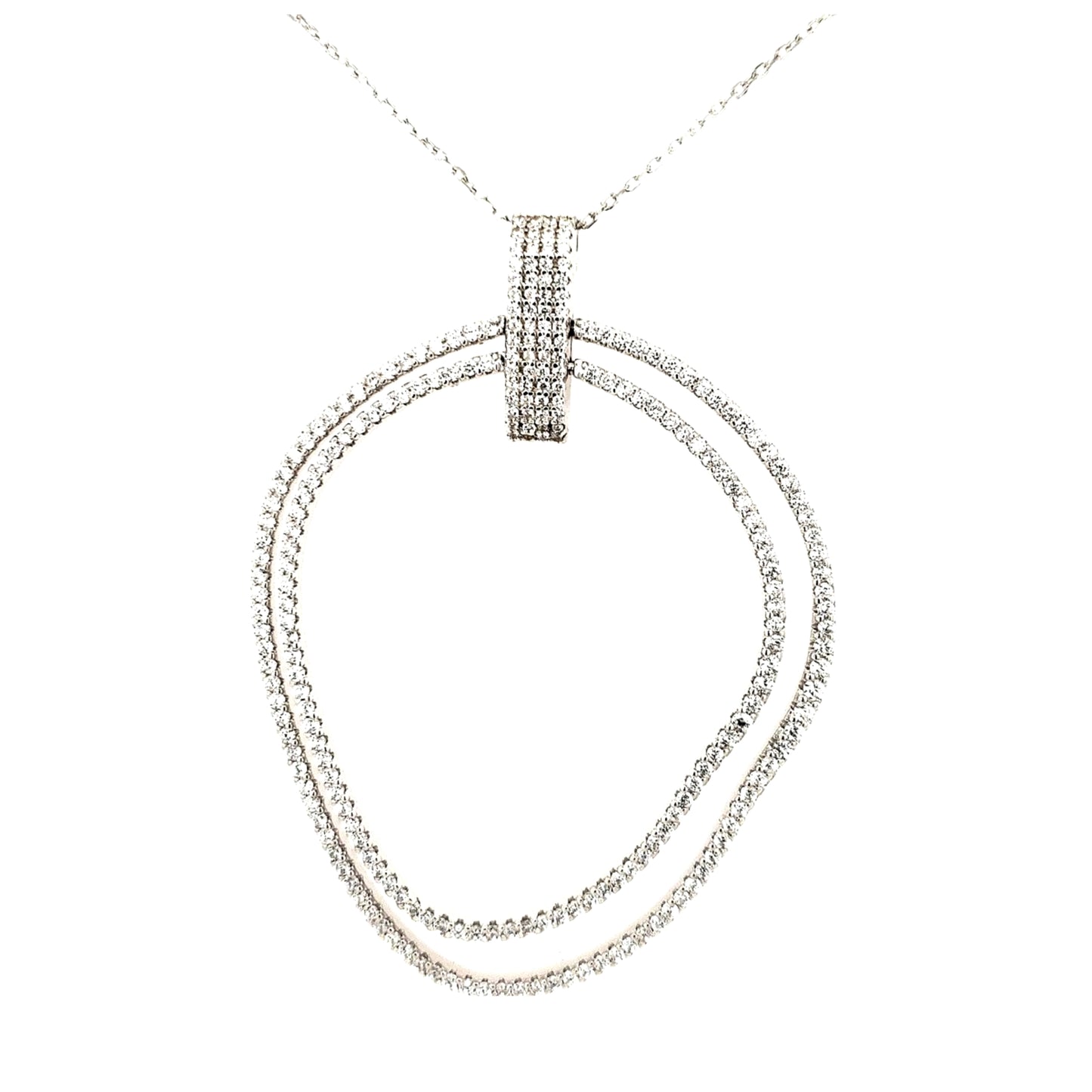 Sterling Silver Double Circle CZ Pendant Pendant - HK Jewels