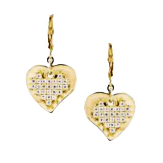 Surgical Steel CZ Heart On Large Flat Heart Earring - HK Jewels