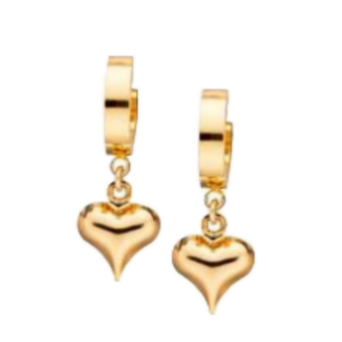 Surgical Steel Gold Shiny Puffy Heart Huggie Earring - HK Jewels