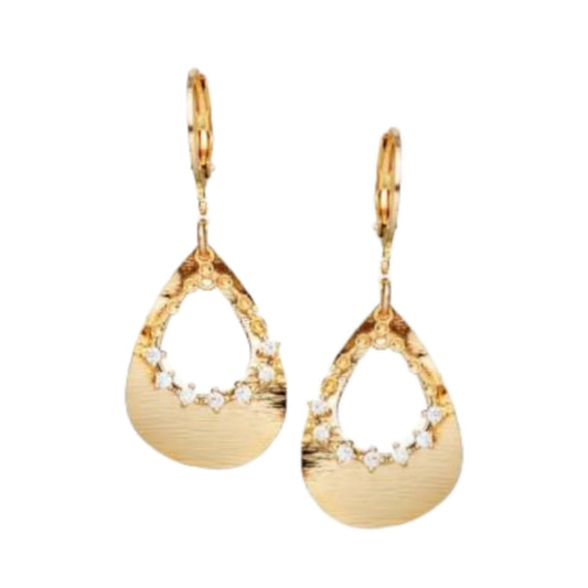 Surgical Steel Large Teardrop With  CZ Open Teardrop Earring - HK Jewels