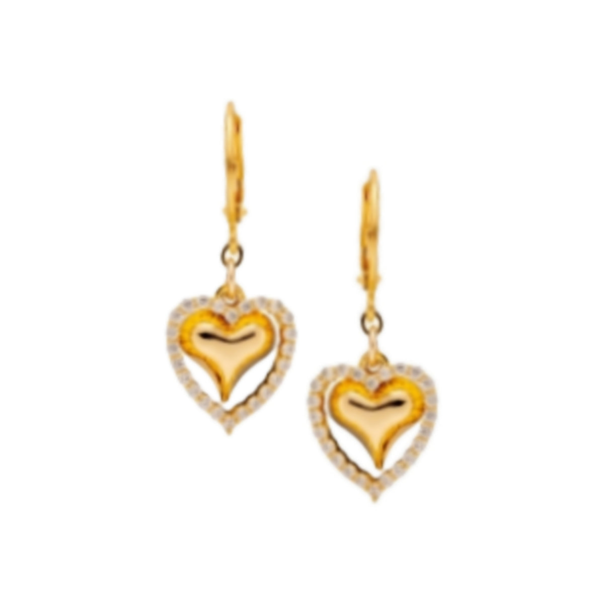 Surgical Steel Open CZ Heart With Inside Puffy Heart Earring - HK Jewels