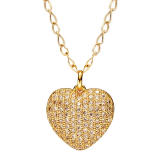 Double Sided CZ Heart Necklace - HK Jewels