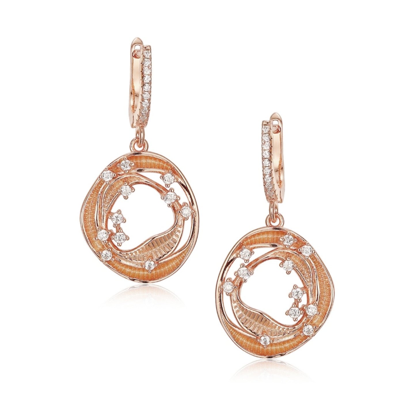 Sterling Silver Round With Sprinkled CZ's Earring - HK Jewels