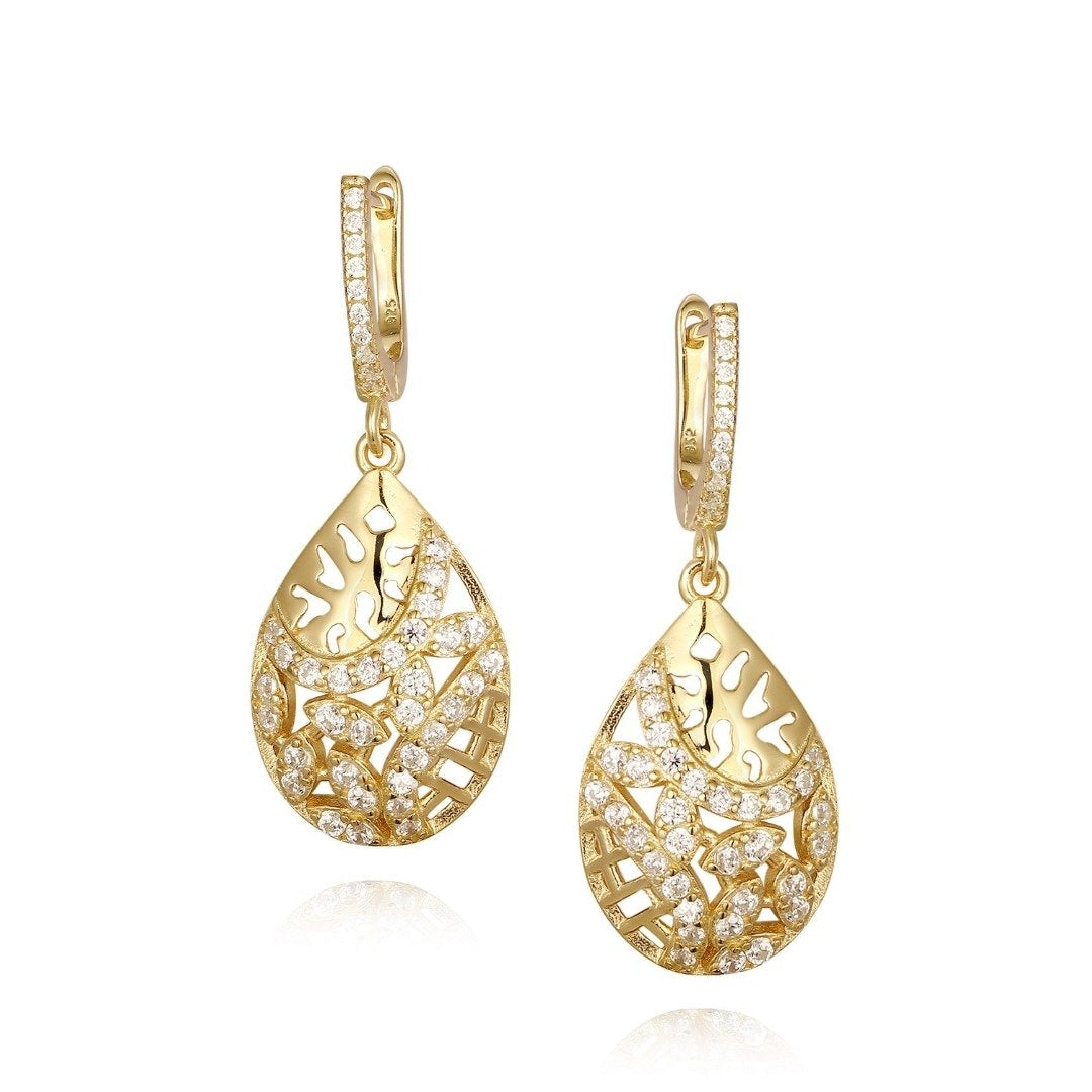 Sterling Silver Teardrop CZ Design Earring - HK Jewels