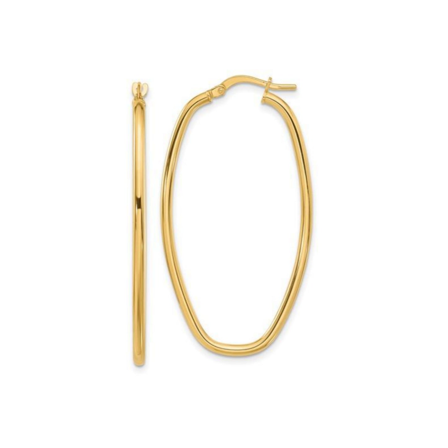 14k Yellow Gold Polished Hoop Earrings - HK Jewels
