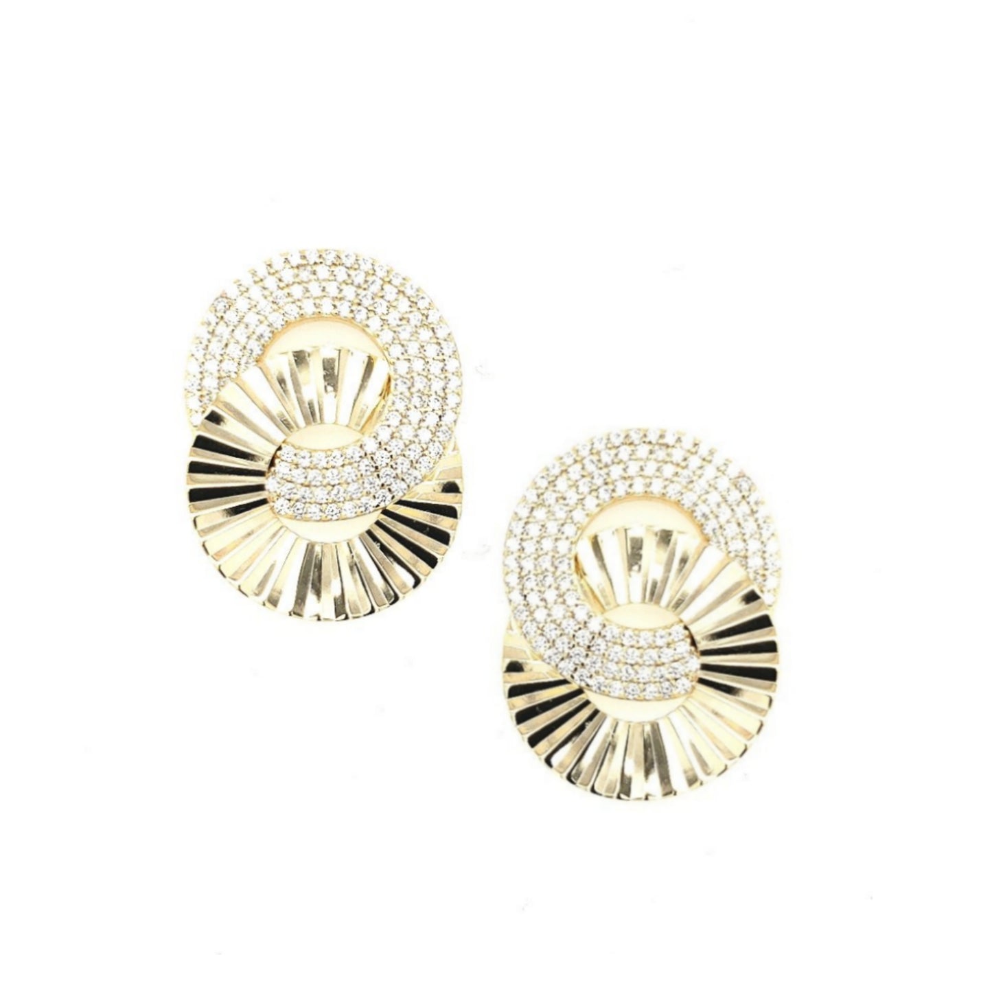 Sterling Silver CZ Interlocking Circle Earring - HK Jewels