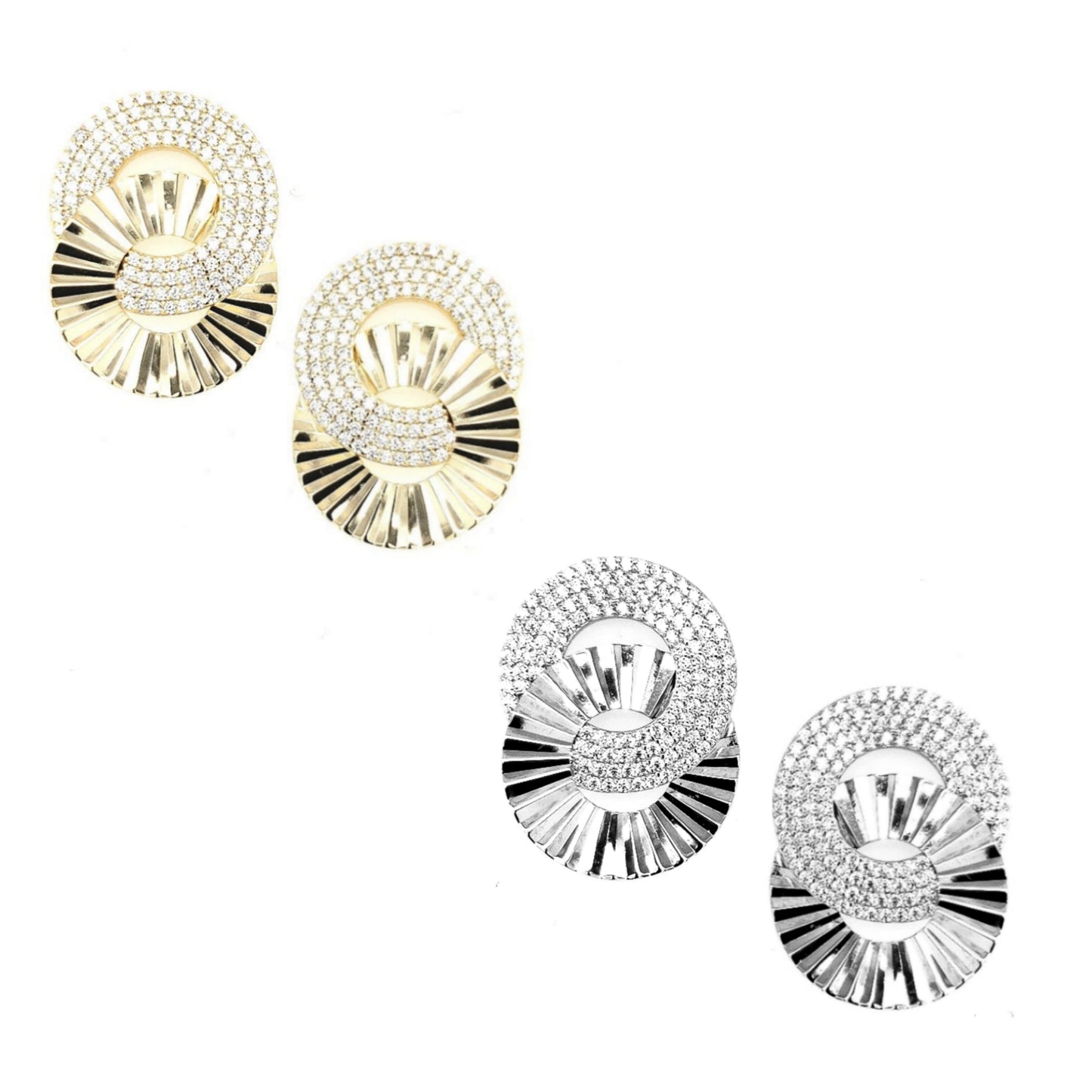 Sterling Silver CZ Interlocking Circle Earring - HK Jewels