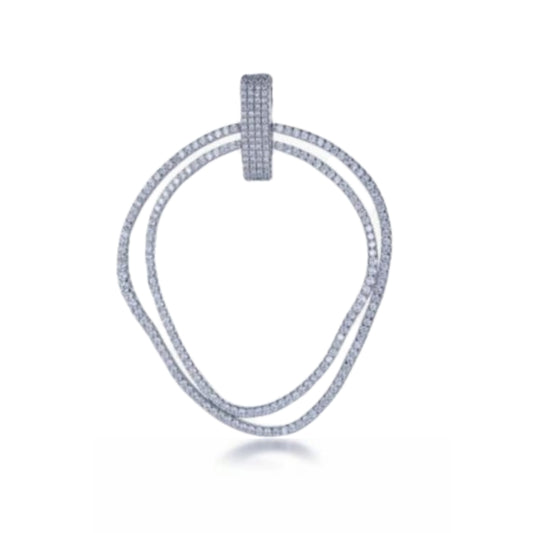 Sterling Silver Double Circle CZ Pendant Pendant - HK Jewels