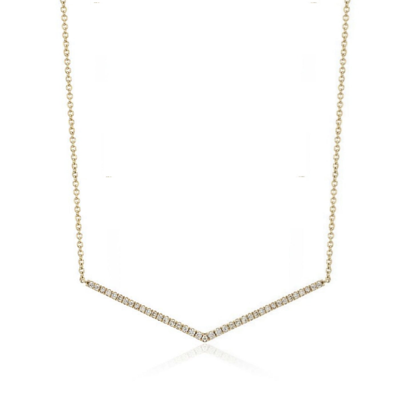Sterling Silver V- Shaped Bar Necklace - HK Jewels