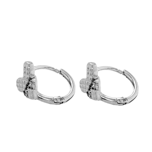 14K Gold Diamond Cut Heart CZ Huggie Earrings - HK Jewels