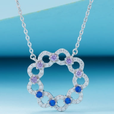 Sterling Silver Colorful Necklace - HK Jewels