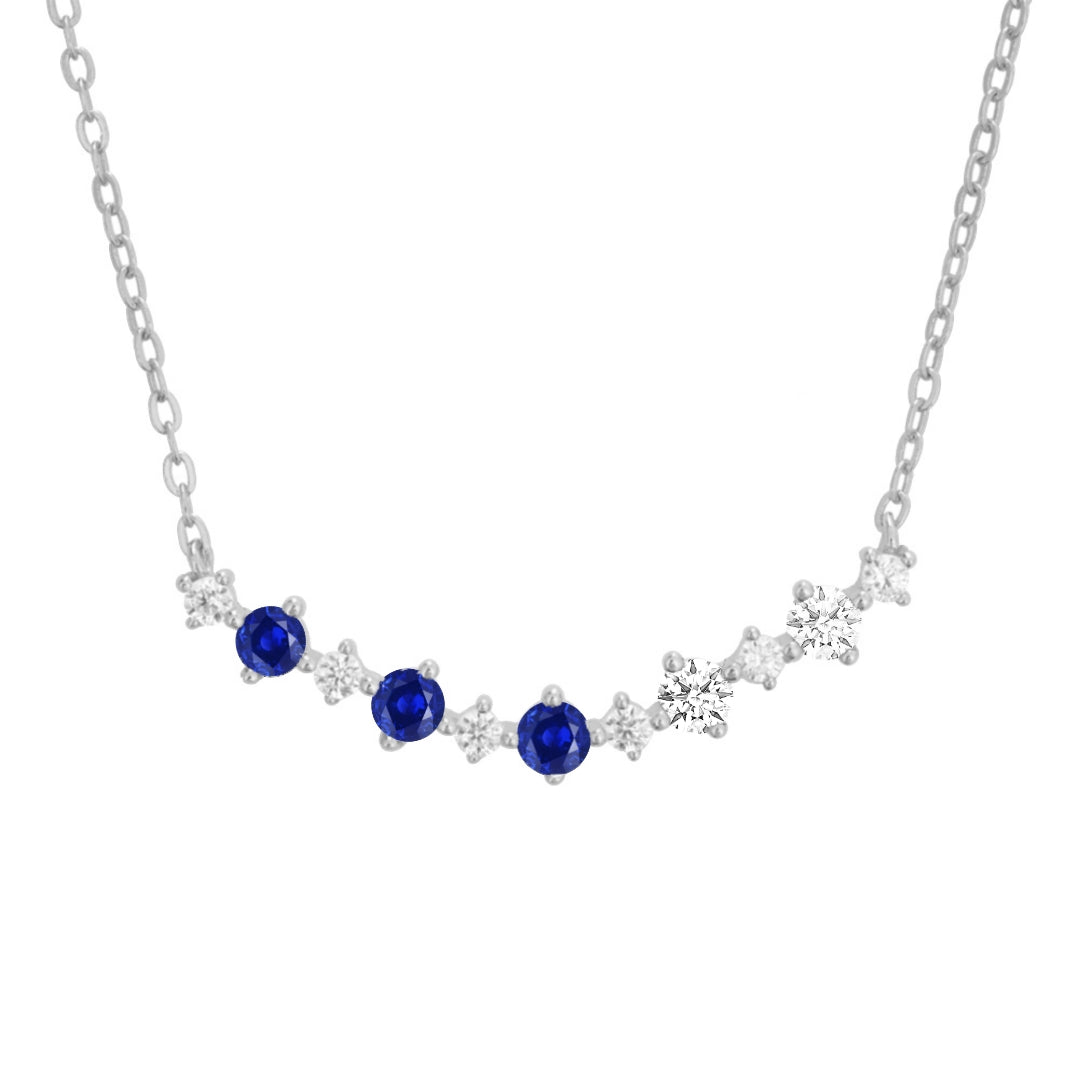 Sterling Silver Colorful Rounded Bar Necklace - HK Jewels