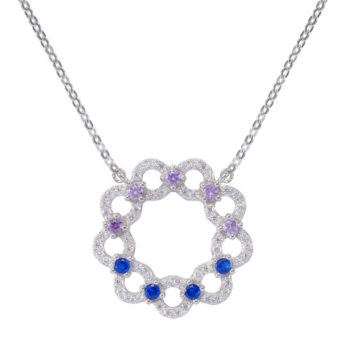 Sterling Silver Colorful Necklace - HK Jewels