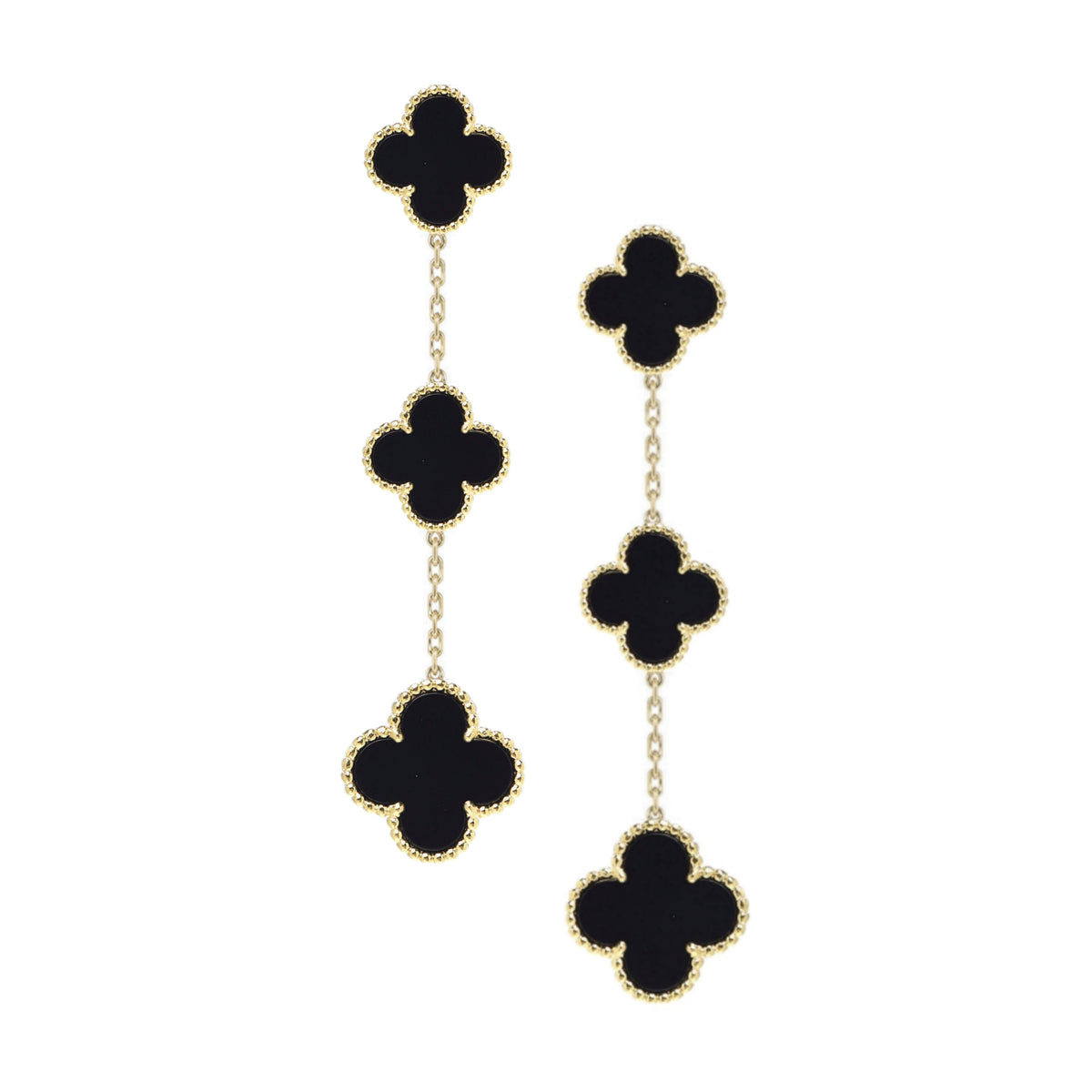 Sterling Silver Triple Mother of Pearl/Black Clover Earring - HK Jewels