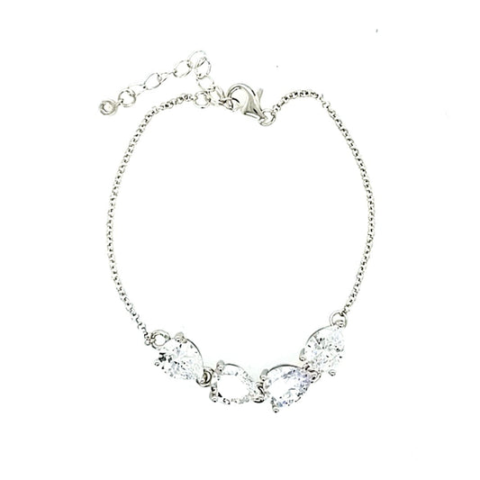 Sterling Silver Four CZ Bracelet - HK Jewels