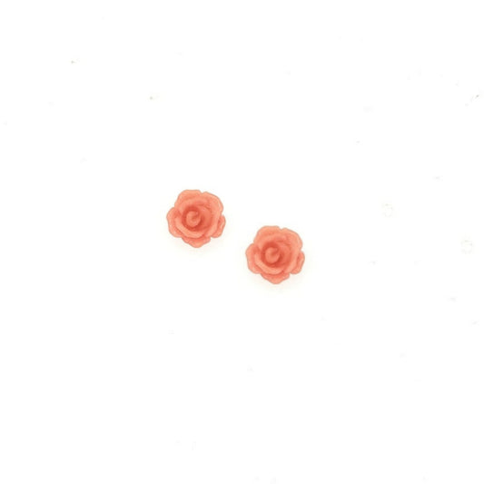 Peach Flower on 14k Post Screwback Earring - HK Jewels