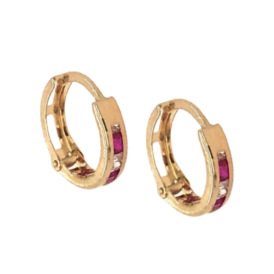14k Colored Stone Hoop - HK Jewels