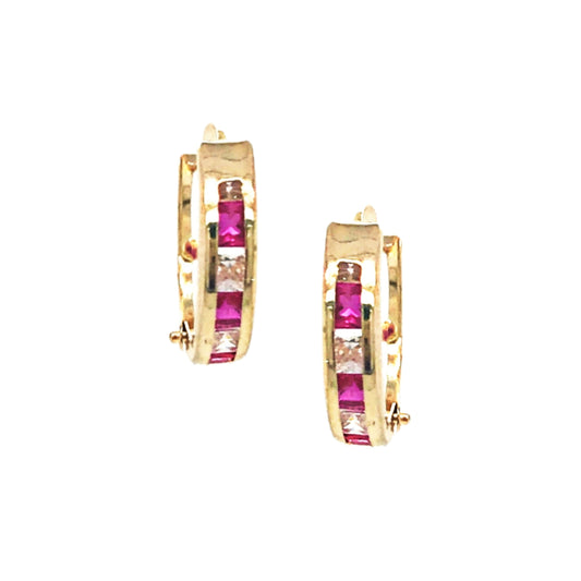 14k Colored Stone Hoop - HK Jewels
