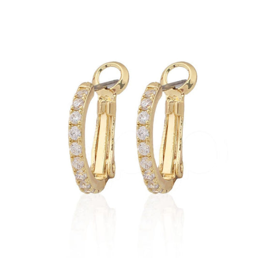 Thin CZ Hoop Huggie Earring-Medium - HK Jewels