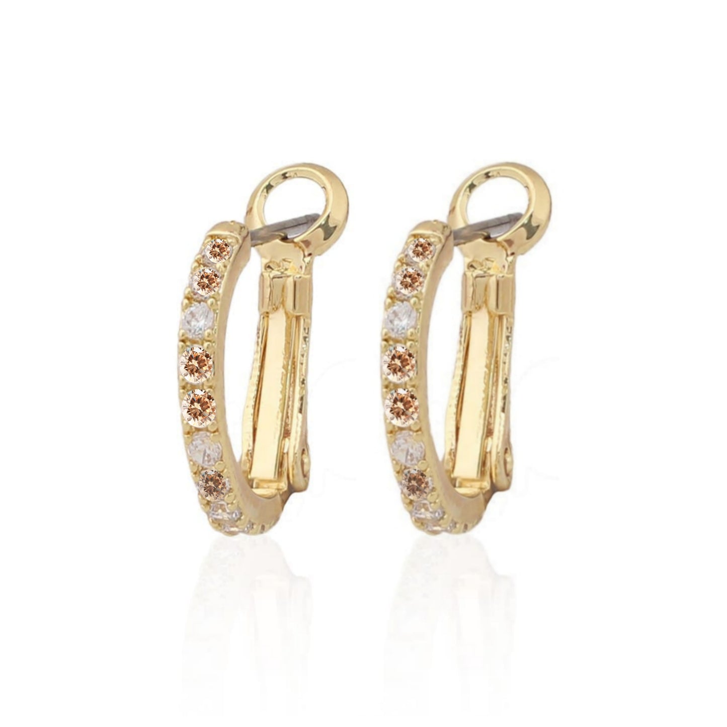 Thin CZ Hoop Huggie Earring-Medium - HK Jewels