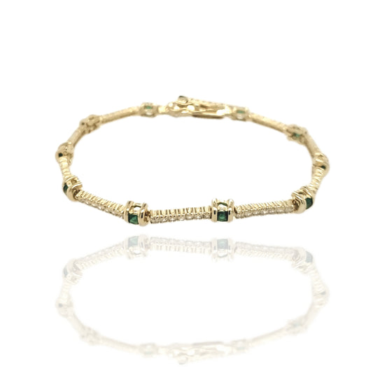 Sterling Silver Gold Plated Colored Stone and CZ Bracelet - HK Jewels