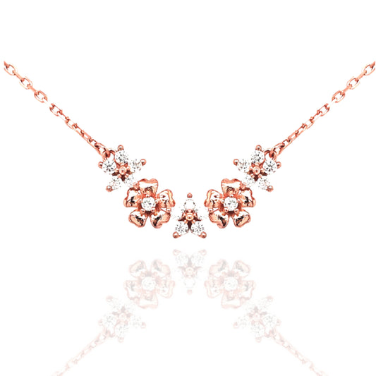 Sterling Silver Flower Bar Necklace - HK Jewels