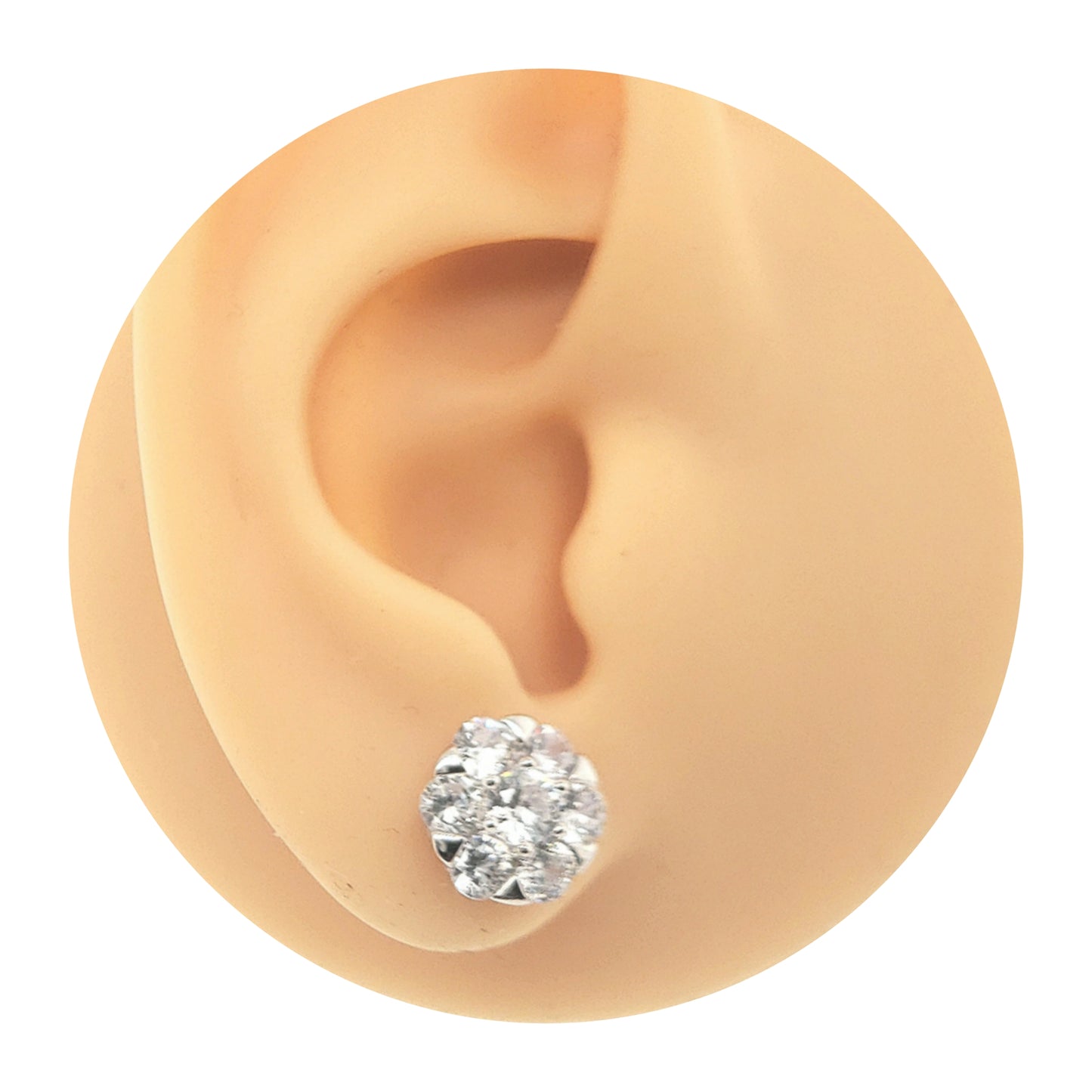Sterling Silver Round CZ Stud Earrings - HK Jewels