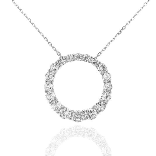 Sterling Silver Graduated CZ Circle Necklace - HK Jewels