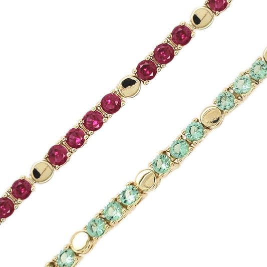 Sterling Silver Gold Plated Colored Stone Bracelet - HK Jewels