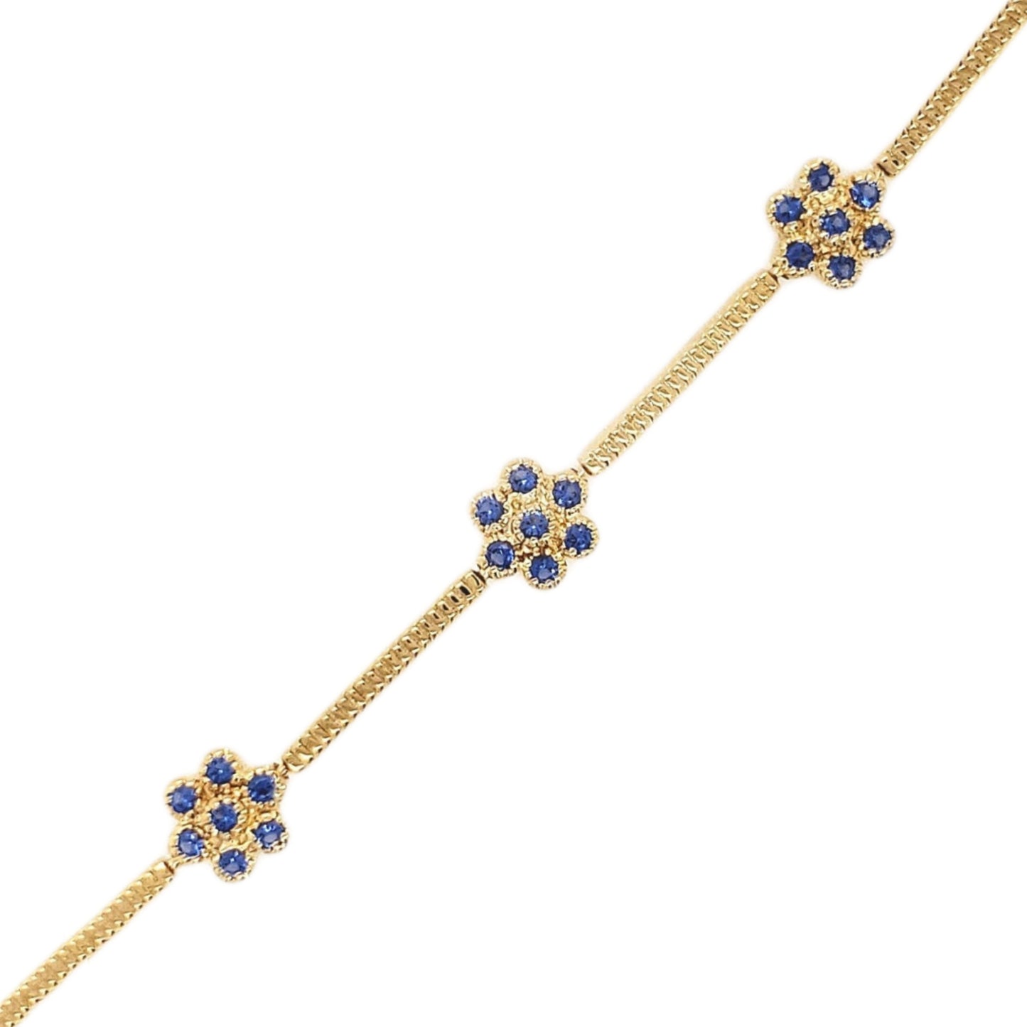 Sterling Silver Gold Plated Colored Stone CZ Flower Bracelet - HK Jewels