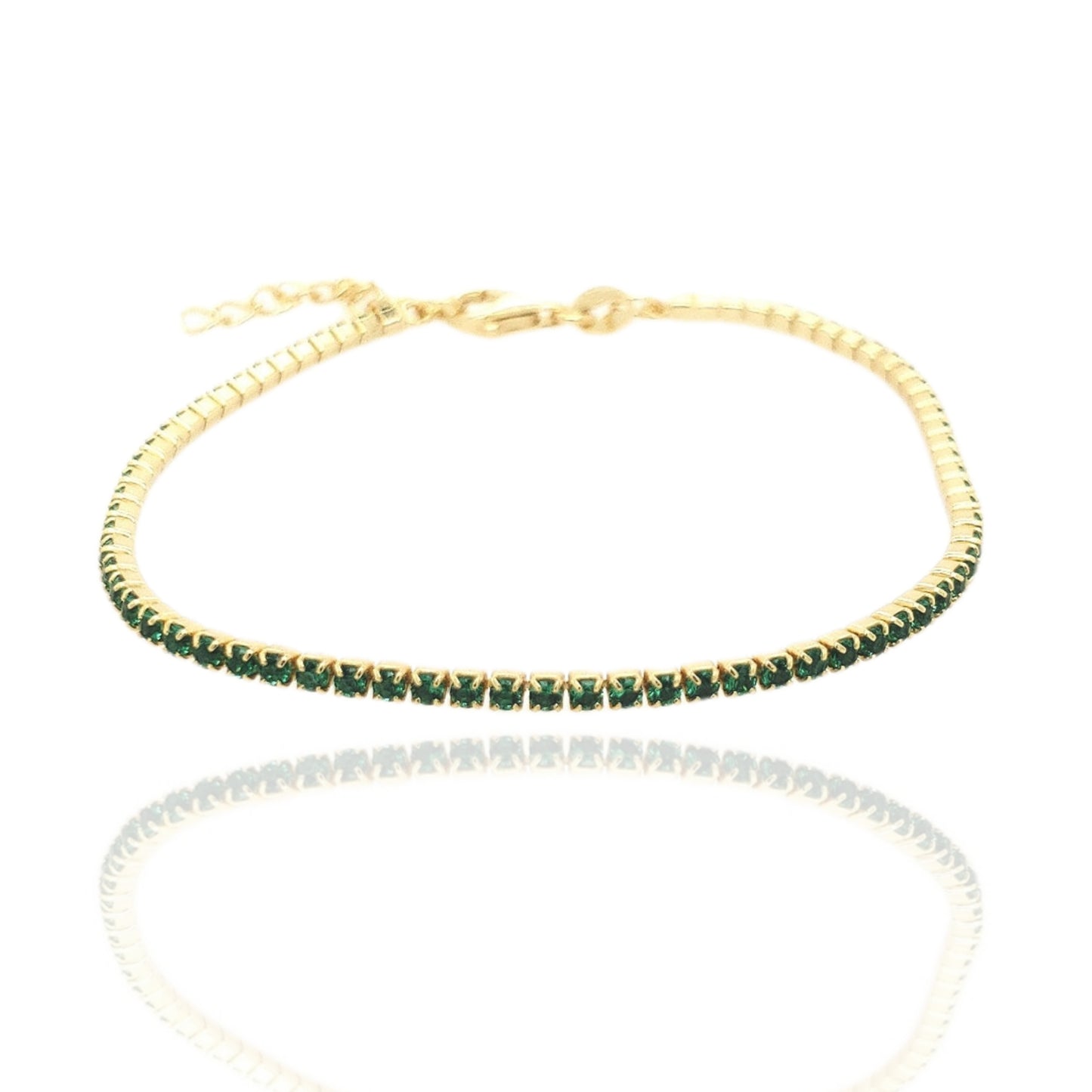 Sterling Silver Gold Plated Colored Stone CZ Tennis Bracelet - HK Jewels