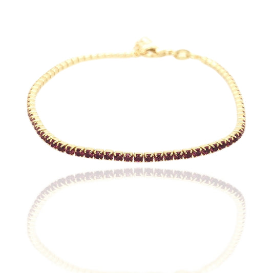 Sterling Silver Gold Plated Colored Stone CZ Tennis Bracelet - HK Jewels