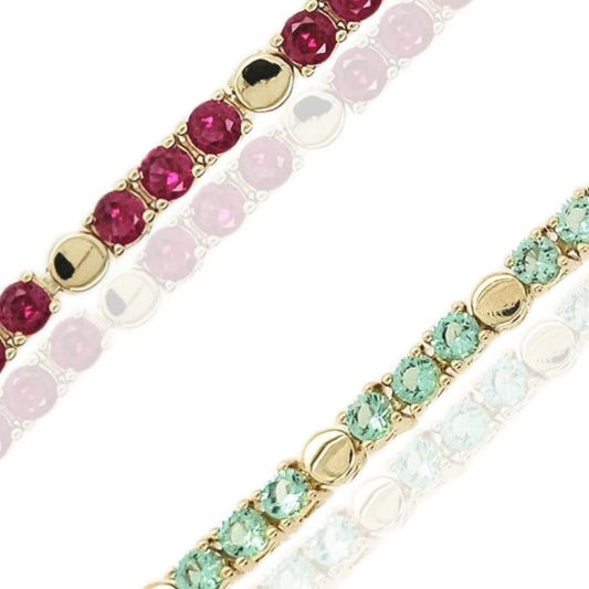 Sterling Silver Gold Plated Colored Stone Bracelet - HK Jewels