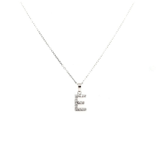 Sterling Silver And CZ Initial Pendant - HK Jewels